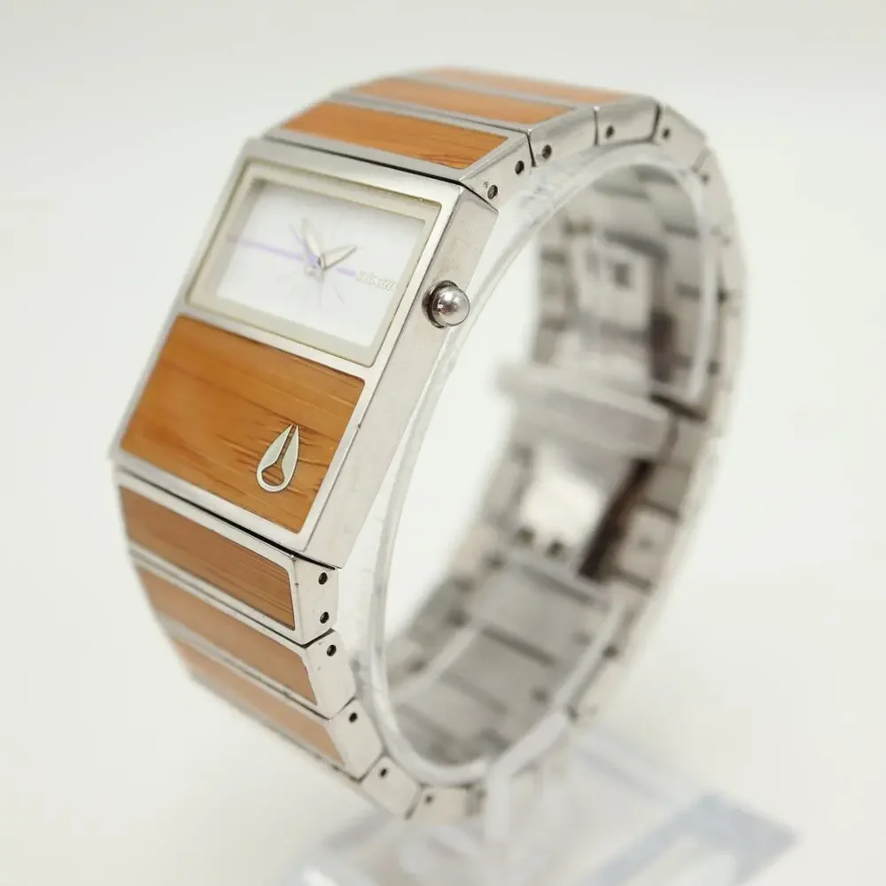 Nixon The Chalet 31mm Unisex Watch Bamboo Wood Steel 6.5